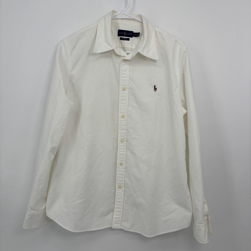 Ralph Lauren Long Sleeve Dress Shirt White Oxford Mens Size XL Pony Logo